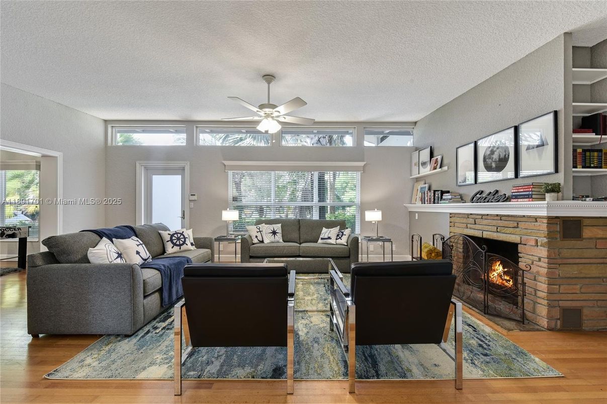 Fireplace, Interior, Living room, Stone Walls, Wood Texture Flooring