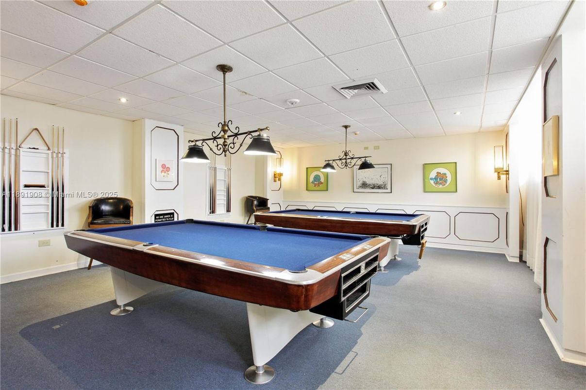 Billiard Table, Game Room, Interior, Pendant Lights, Recessed Lighting
