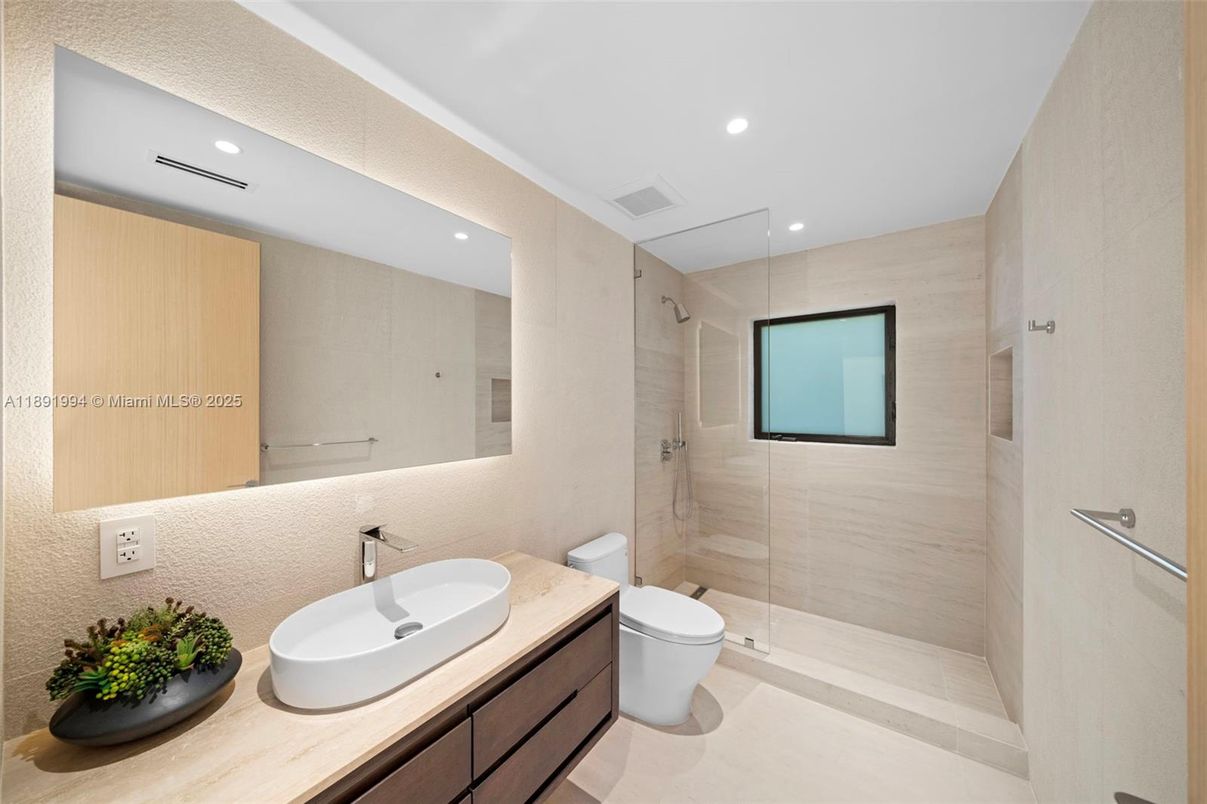 Bathroom, Glass Shower, Interior, Recessed Lighting