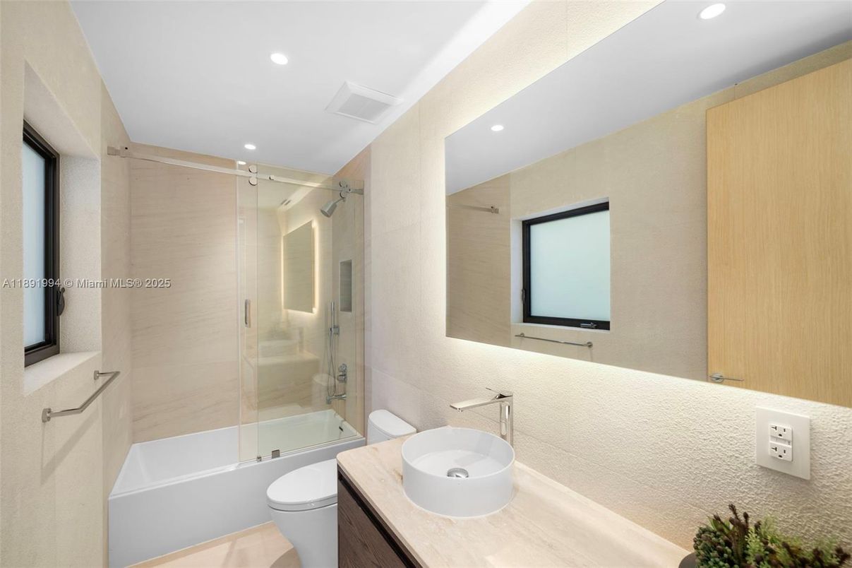 Bathroom, Glass Shower, Interior, Recessed Lighting
