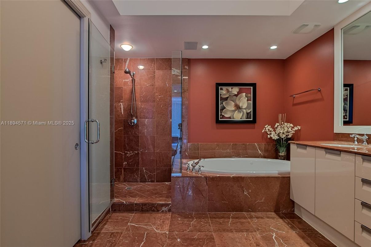 Bathroom, Glass Shower, Interior, Recessed Lighting