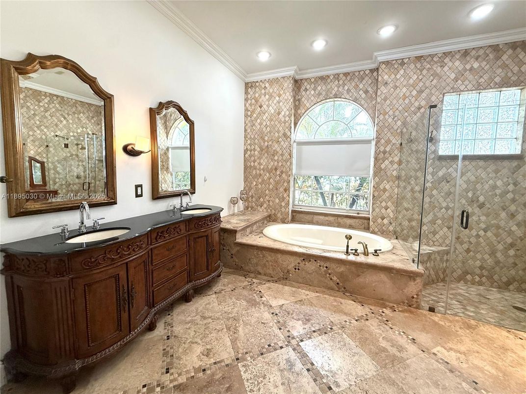 Bathroom, Dual Sink Vanities, Glass Shower, Interior, Recessed Lighting