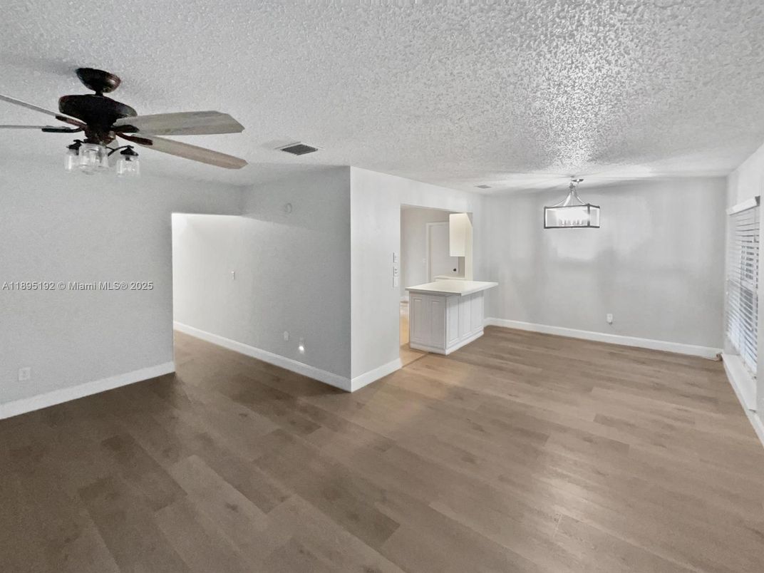 Empty room, Interior, Pendant Lights, Wood Texture Flooring
