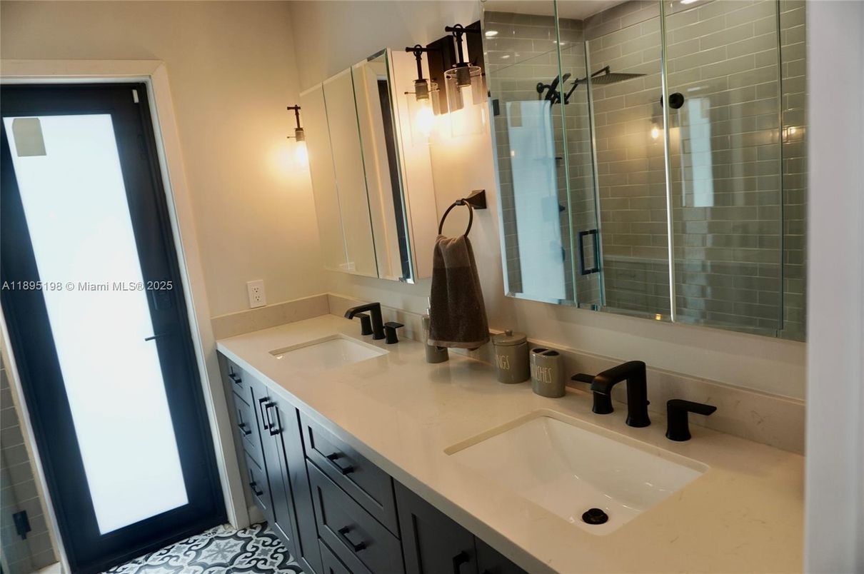 Bathroom, Dual Sink Vanities, Glass Shower, Interior
