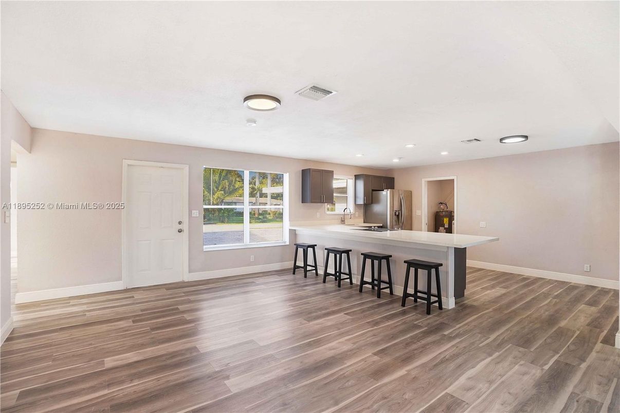 Interior, Kitchen, Recessed Lighting, Wood Texture Flooring