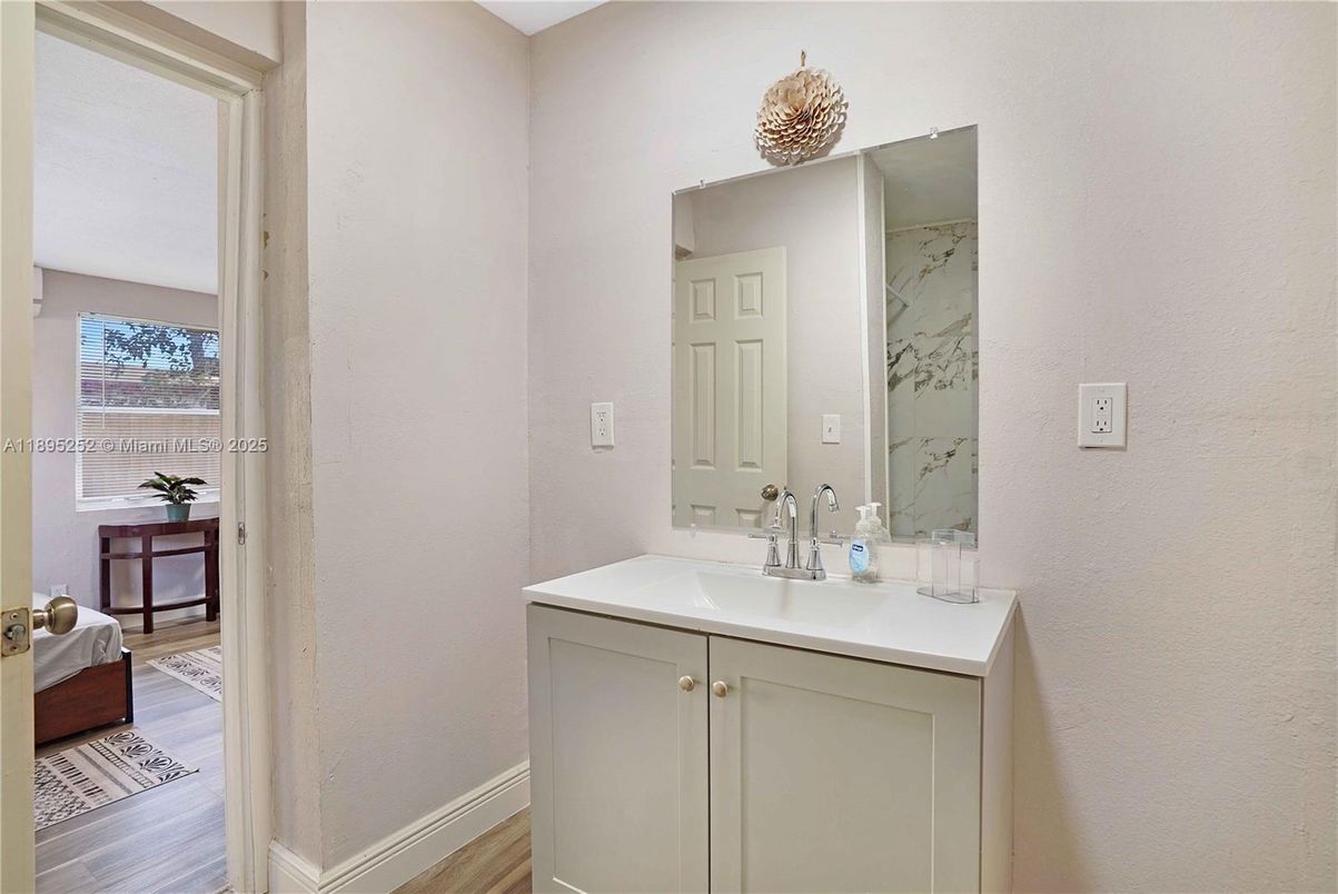 Bathroom, Interior, Marble Walls, Wood Texture Flooring