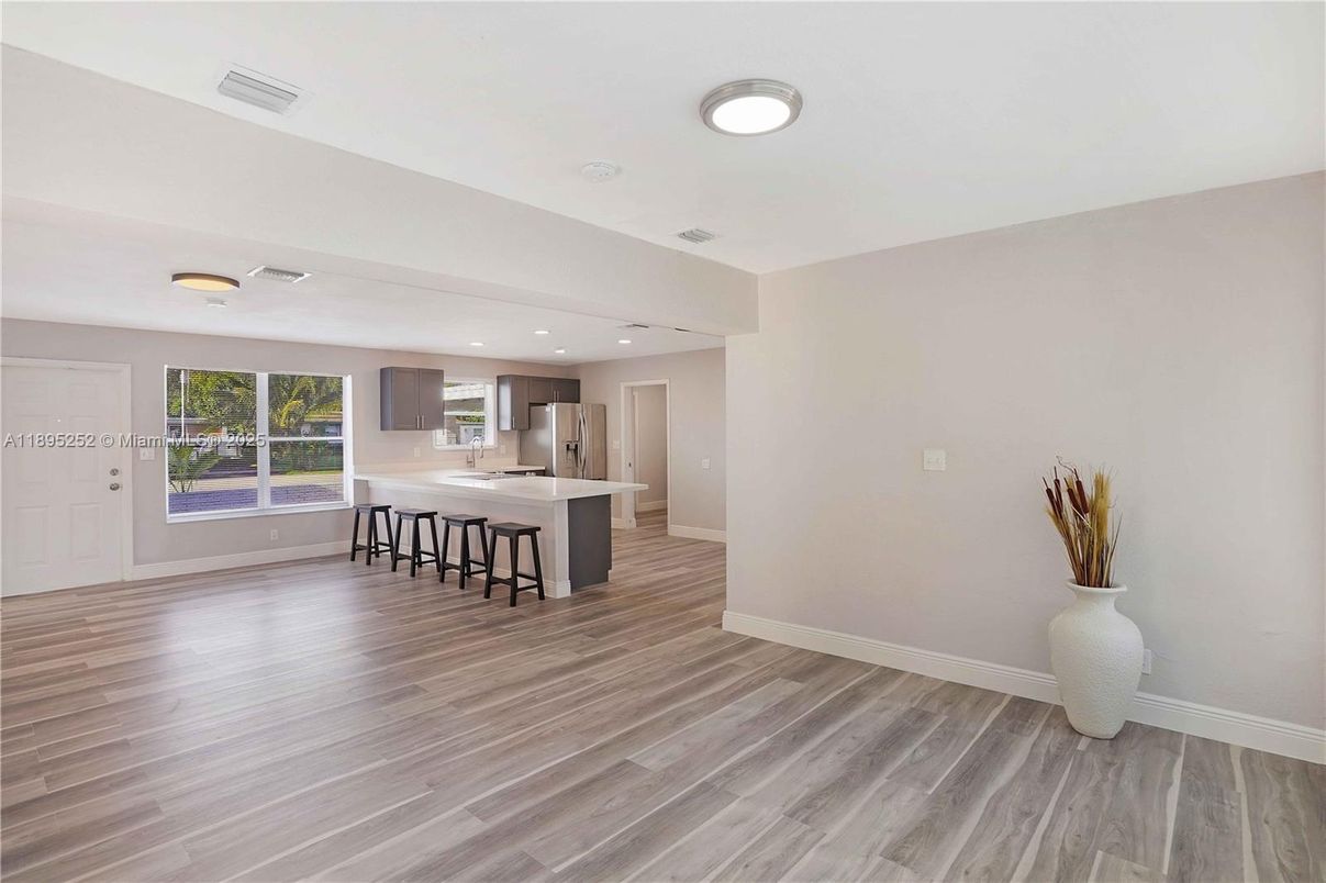 Interior, Kitchen, Recessed Lighting, Wood Texture Flooring