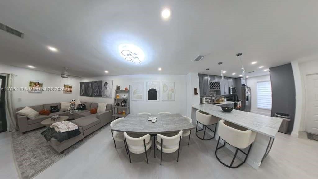 Dining room, Interior, Kitchen, Living room, Pendant Lights, Recessed Lighting