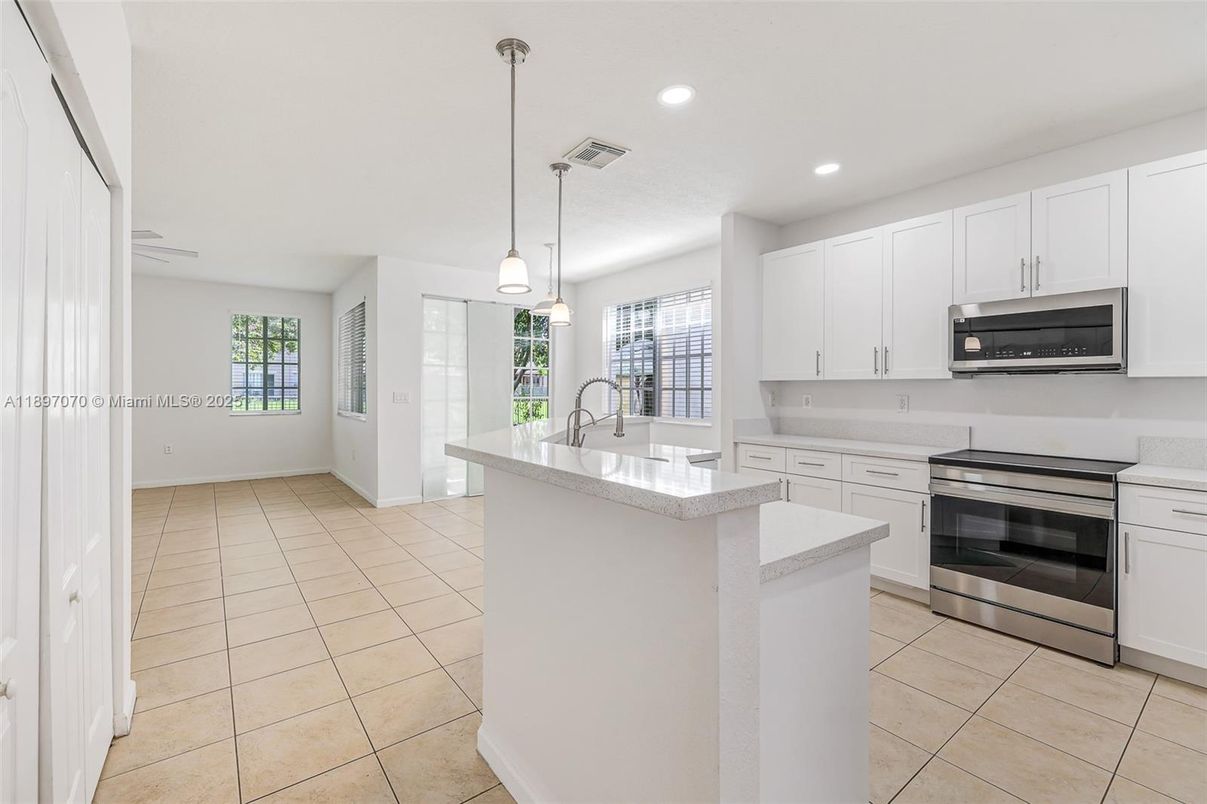 Interior, Kitchen, Pendant Lights, Recessed Lighting, Stainless Steel Appliances