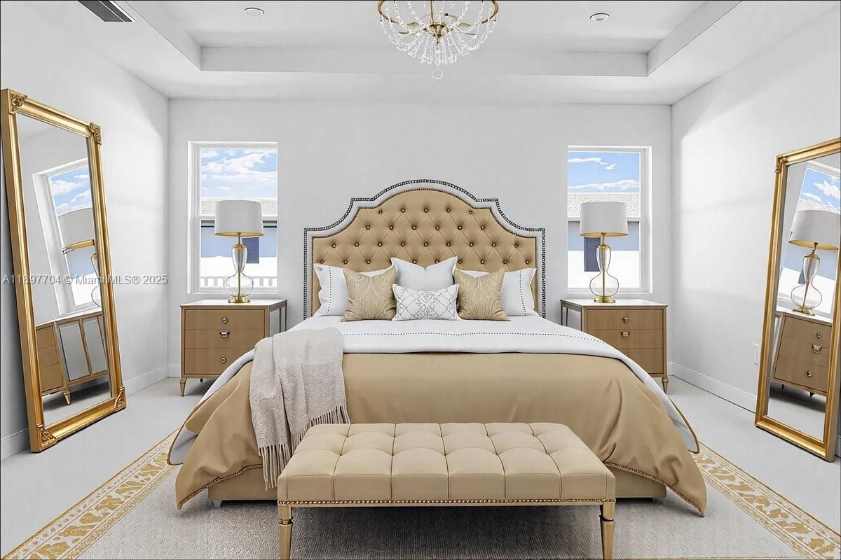 Bedroom, Chandelier, Interior, Recessed Lighting