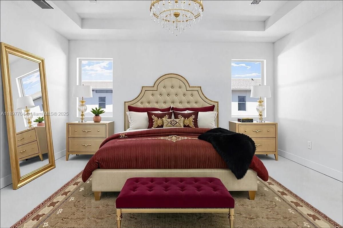 Bedroom, Chandelier, Interior