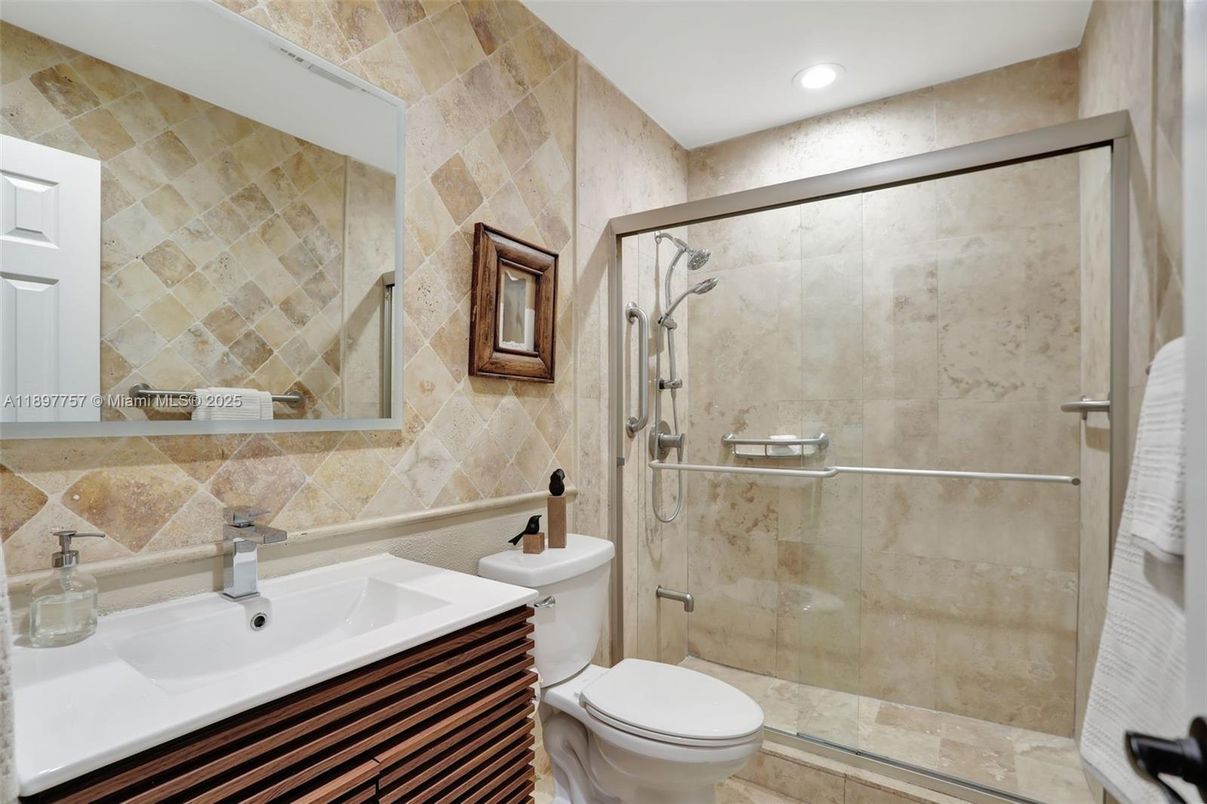 Bathroom, Glass Shower, Interior, Recessed Lighting