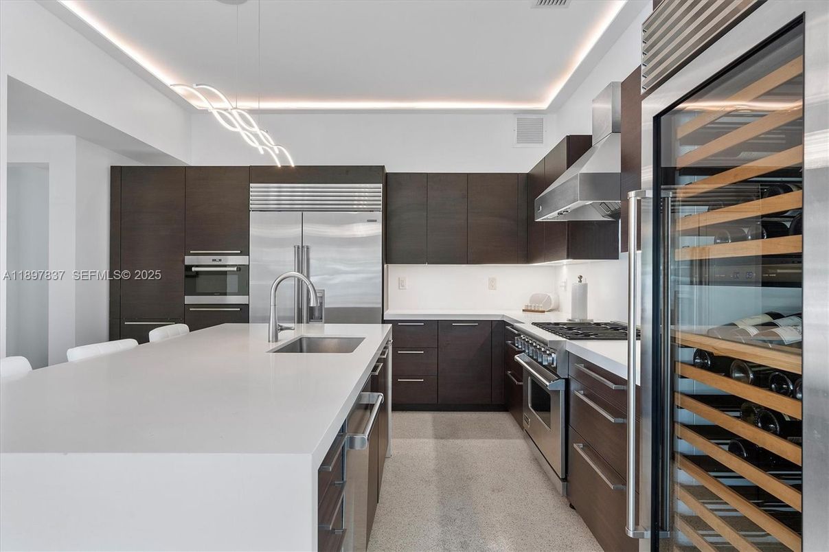 Interior, Kitchen, Pendant Lights, Recessed Lighting, Stainless Steel Appliances