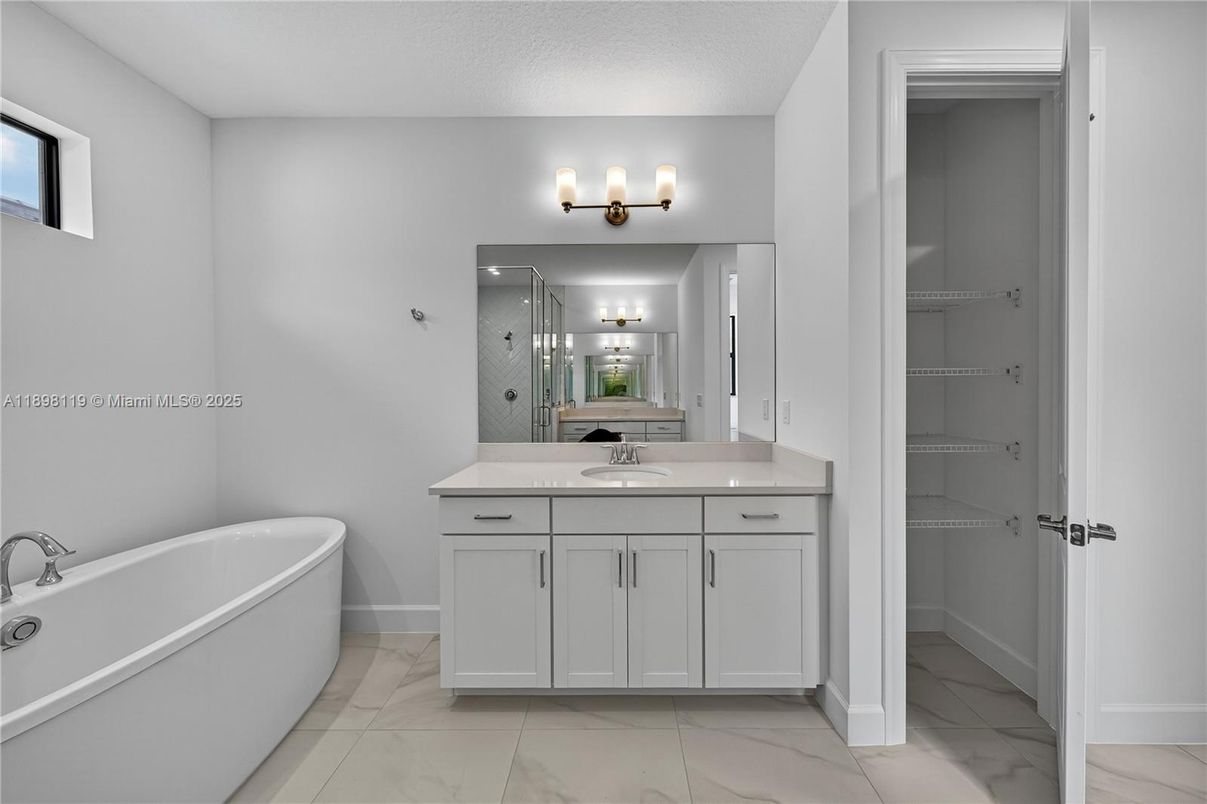 Bathroom, Dual Sink Vanities, Free Standing Baths, Interior, Marble