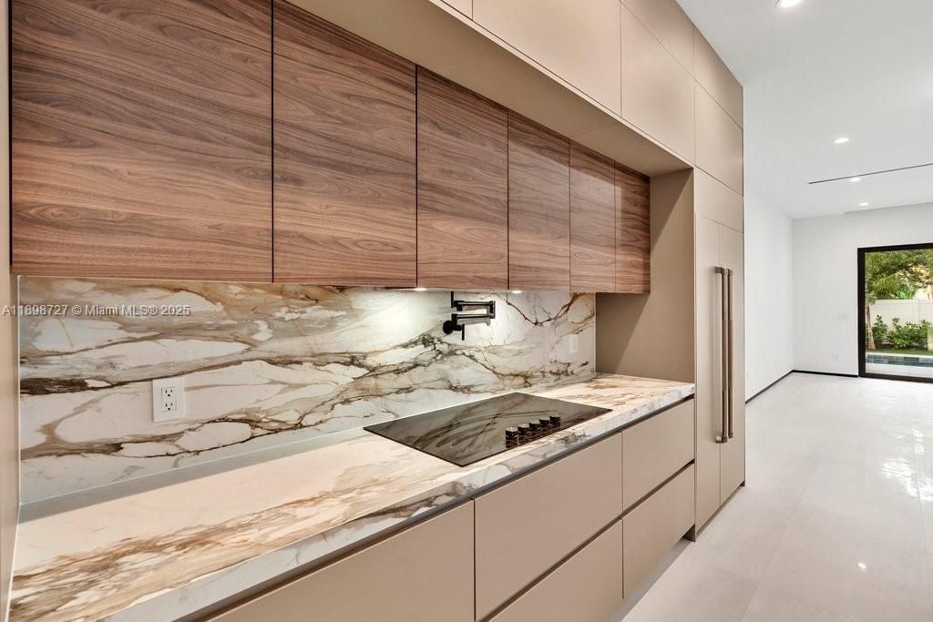 Interior, Kitchen, Marble Walls, Recessed Lighting