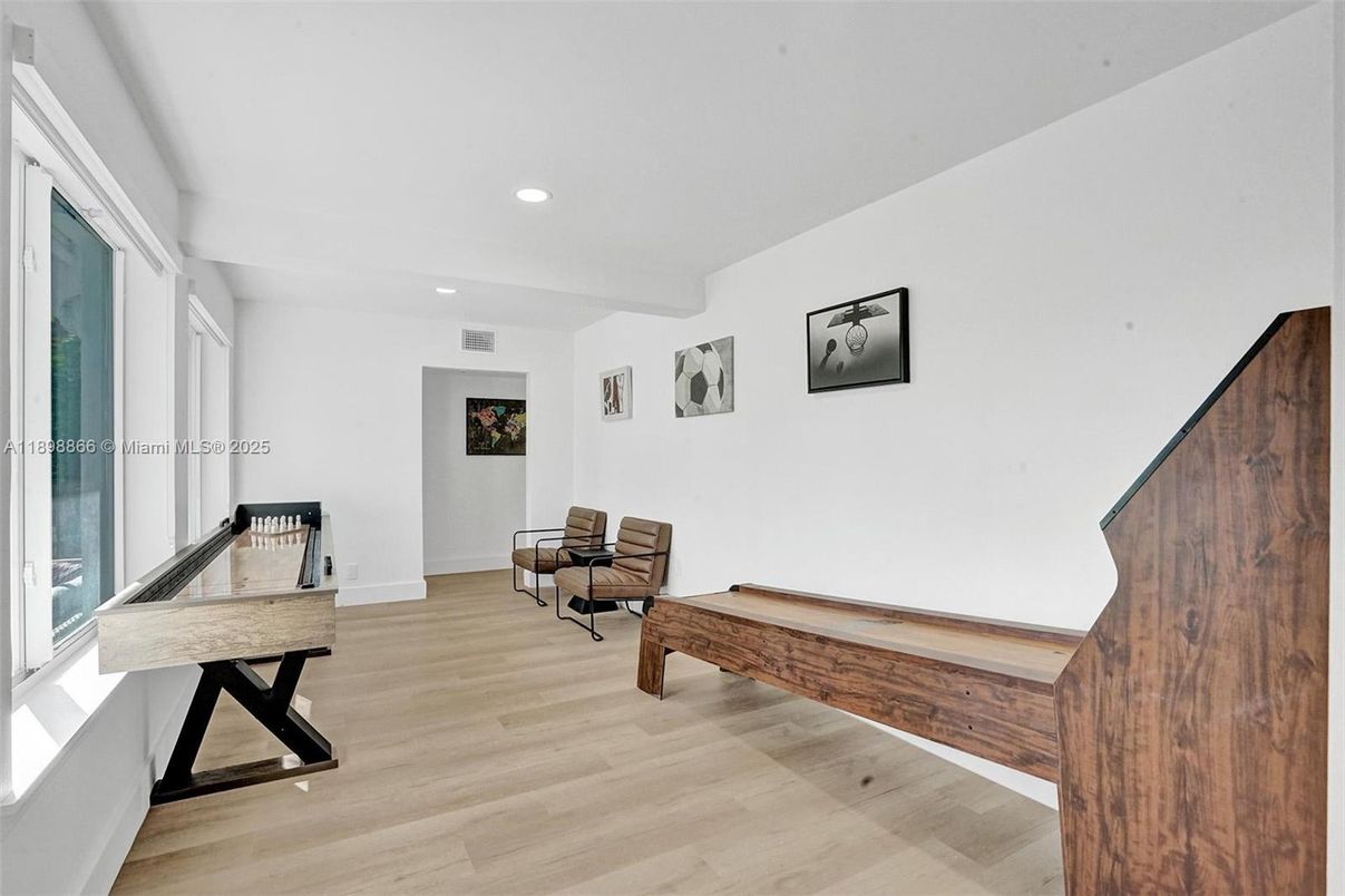 Game Room, Interior, Recessed Lighting, Wood Texture Flooring