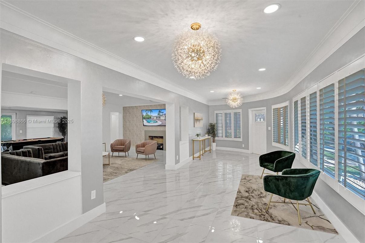 Chandelier, Interior, Marble, Recessed Lighting
