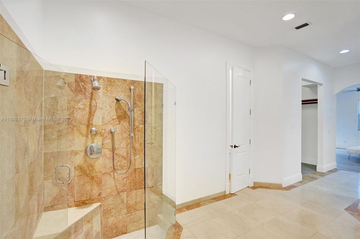 Bathroom, Glass Shower, Interior, Recessed Lighting