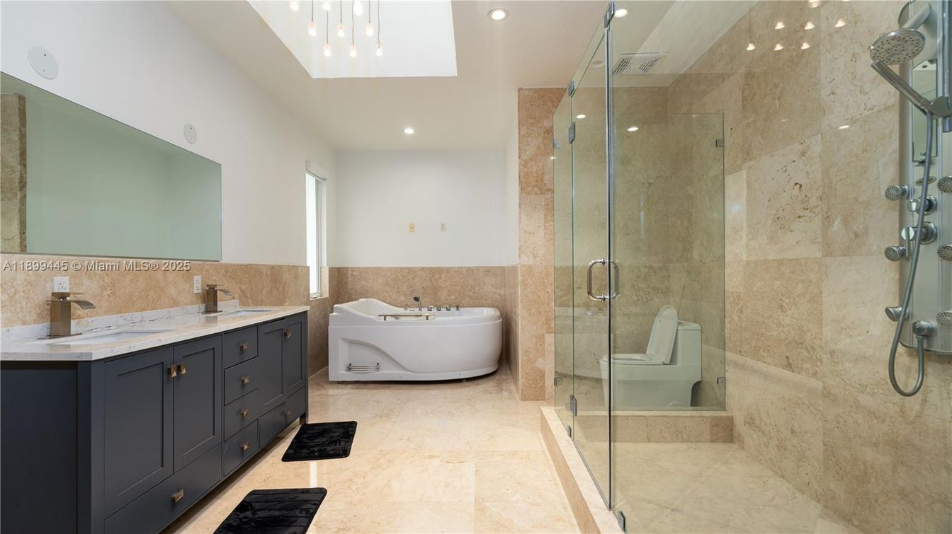 Bathroom, Dual Sink Vanities, Glass Shower, Interior, Recessed Lighting
