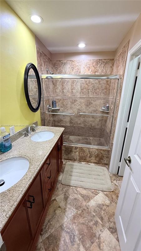 Bathroom, Dual Sink Vanities, Glass Shower, Interior, Recessed Lighting