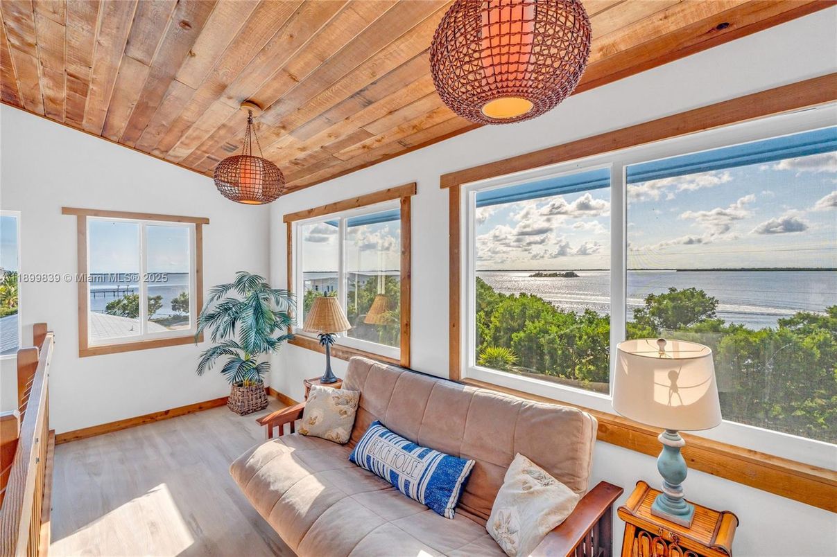 Interior, Living room, Pendant Lights, Water, Wooden Ceilings, Wood Texture Flooring