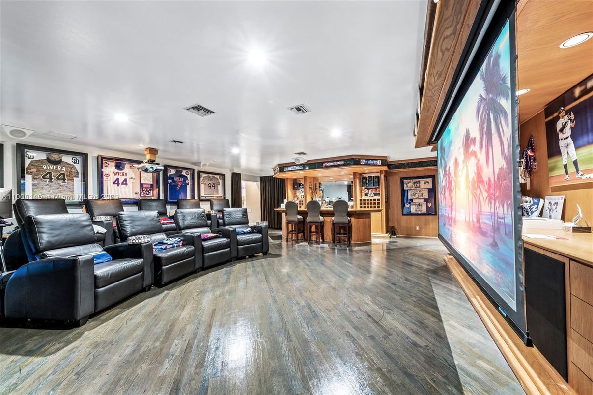 Home Theatre Room, Interior, Recessed Lighting, Wood Texture Flooring