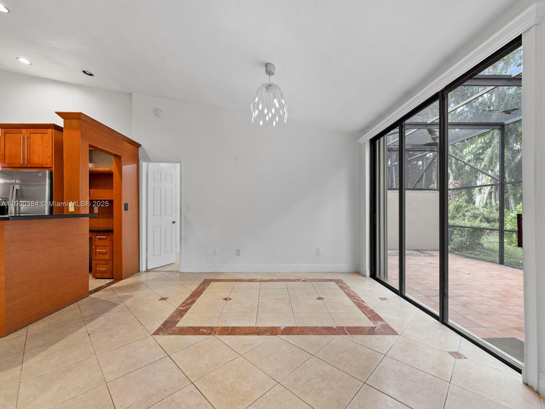 Empty room, Interior, Kitchen, Pendant Lights, Recessed Lighting, Stainless Steel Appliances
