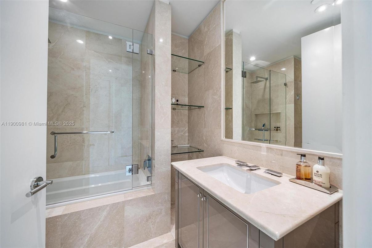 Bathroom, Glass Shower, Interior, Recessed Lighting