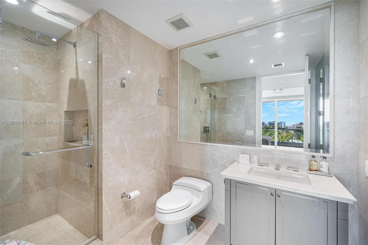 Bathroom, Glass Shower, Interior, Recessed Lighting