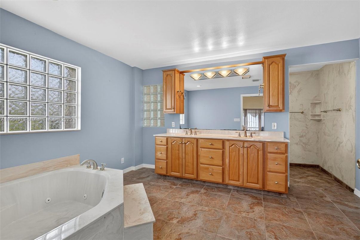 Bathroom, Dual Sink Vanities, Interior, Marble Walls