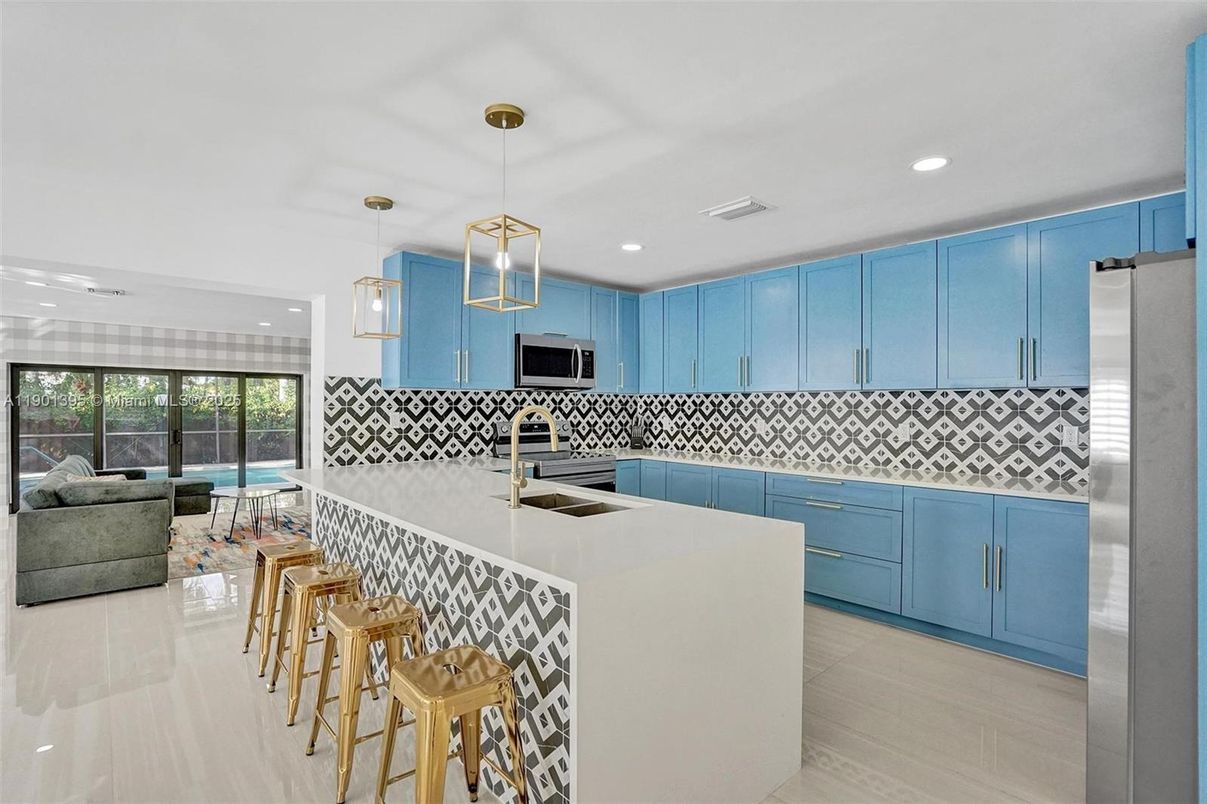 Interior, Kitchen, Pendant Lights, Recessed Lighting, Stainless Steel Appliances