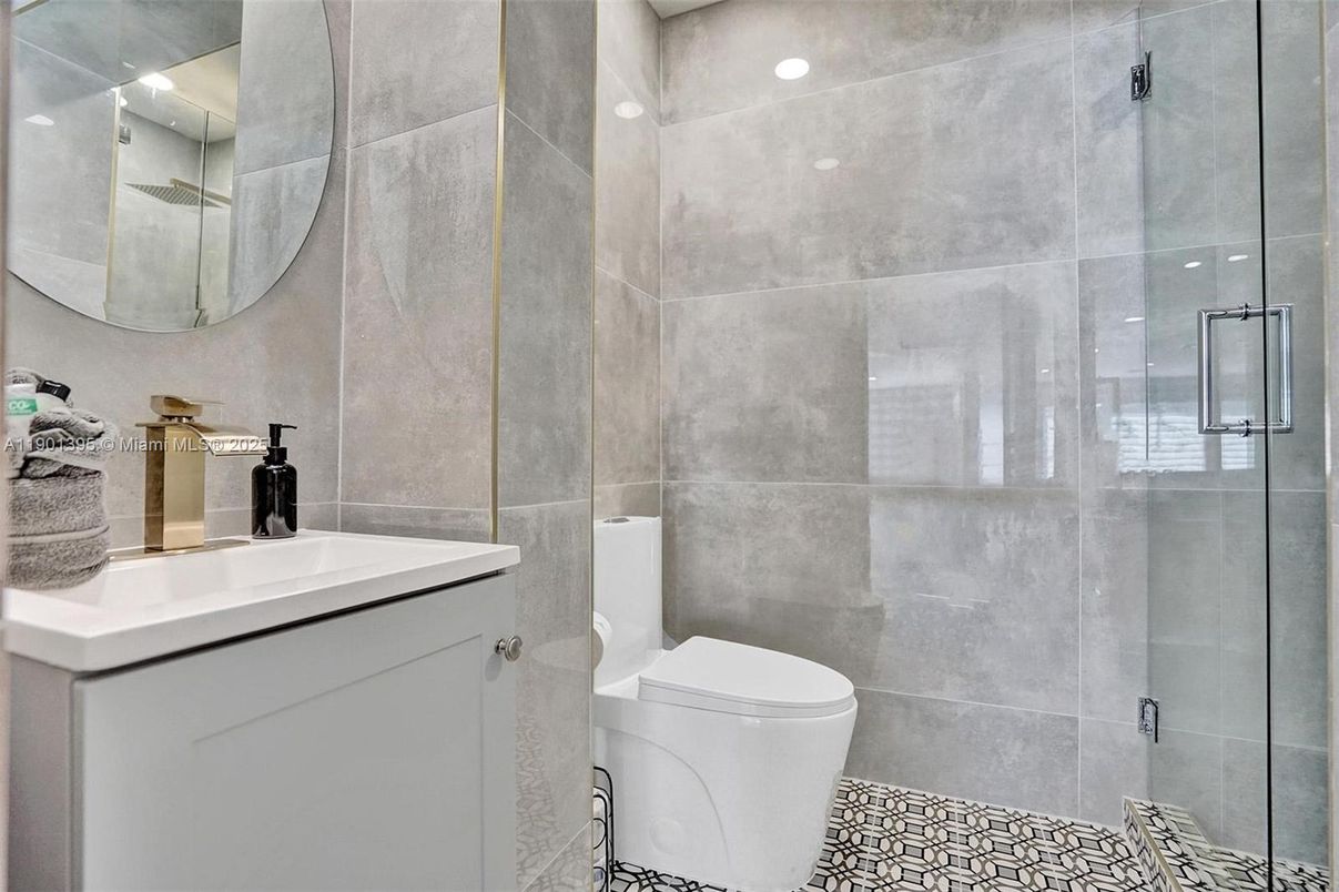 Bathroom, Glass Shower, Interior, Recessed Lighting