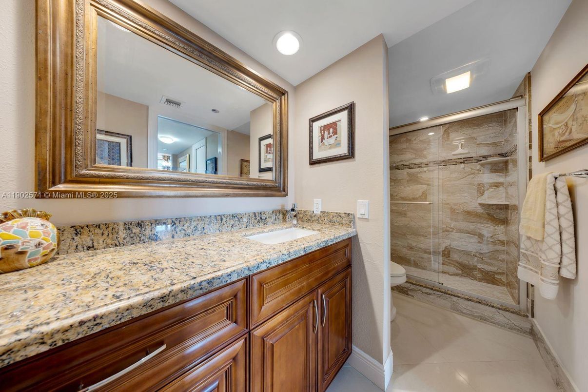 Bathroom, Glass Shower, Interior, Recessed Lighting