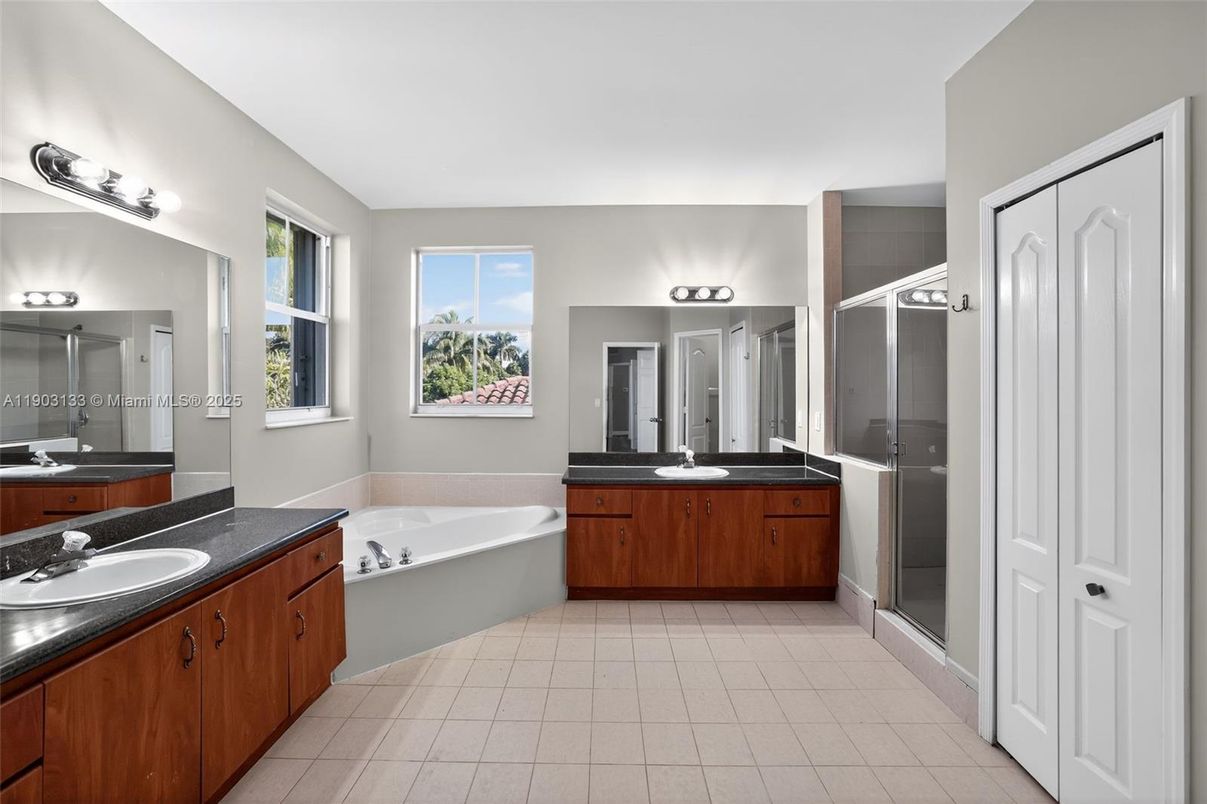 Bathroom, Dual Sink Vanities, Glass Shower, Interior