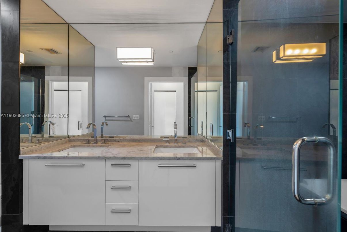 Bathroom, Dual Sink Vanities, Glass Shower, Interior