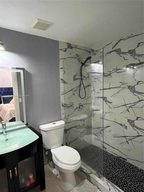 Bathroom, Glass Shower, Interior, Marble Walls