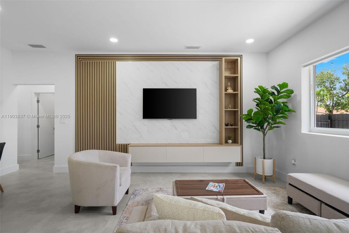 Interior, Living room, Marble Walls, Recessed Lighting