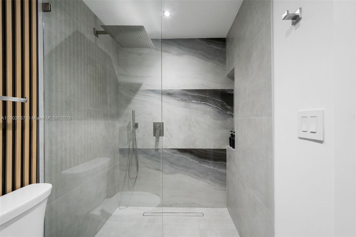 Bathroom, Glass Shower, Interior, Recessed Lighting