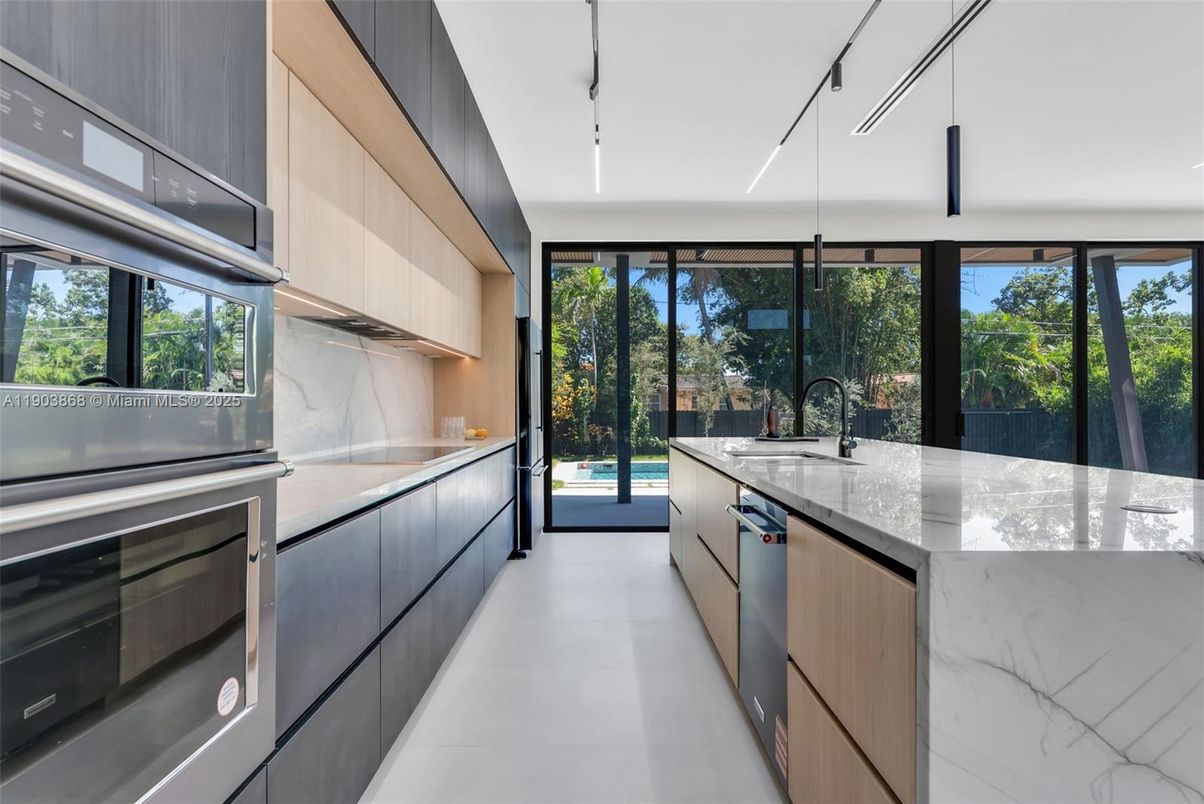 Interior, Kitchen, Marble Walls, Stainless Steel Appliances