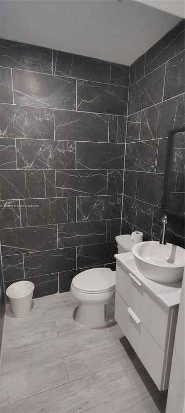 Bathroom, Interior, Marble Walls, Wood Texture Flooring