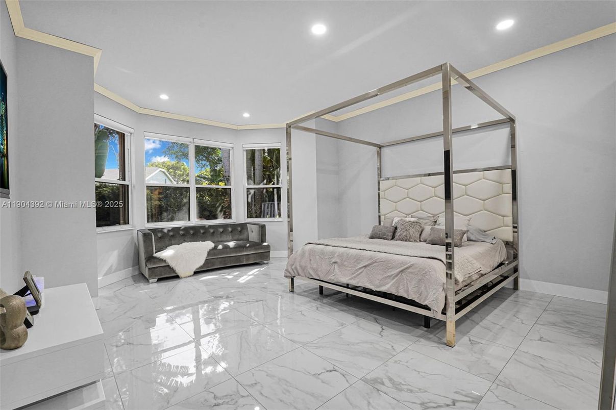 Bedroom, Interior, Marble, Recessed Lighting