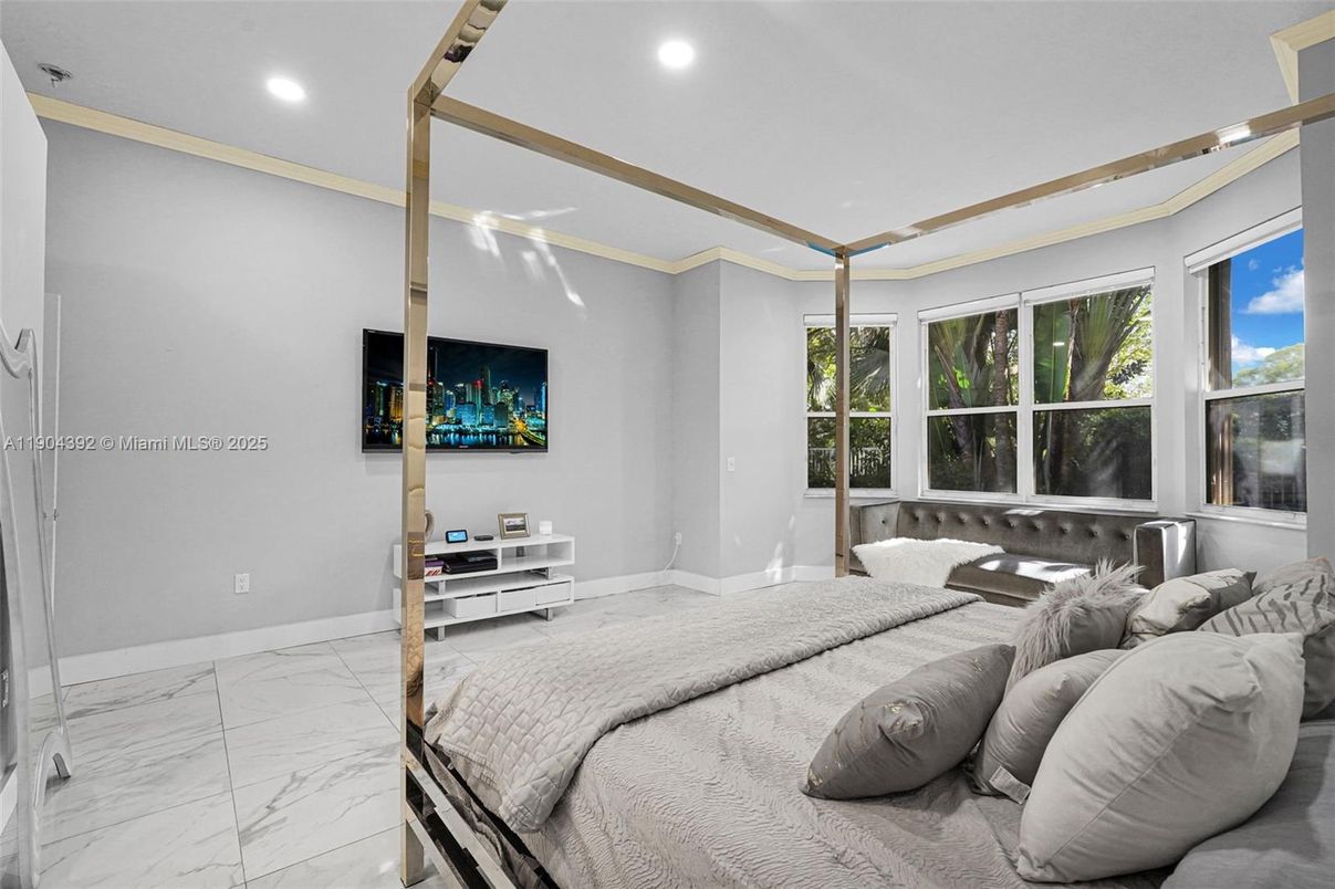 Bedroom, Interior, Marble, Recessed Lighting