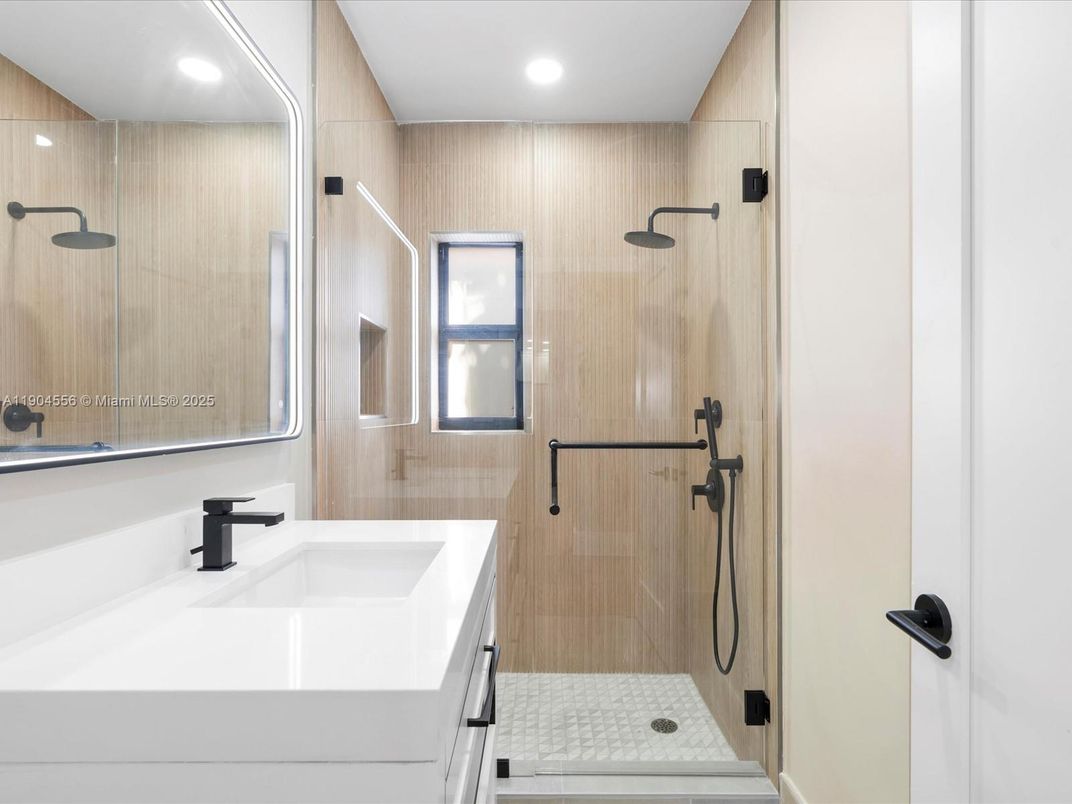 Bathroom, Glass Shower, Interior, Recessed Lighting