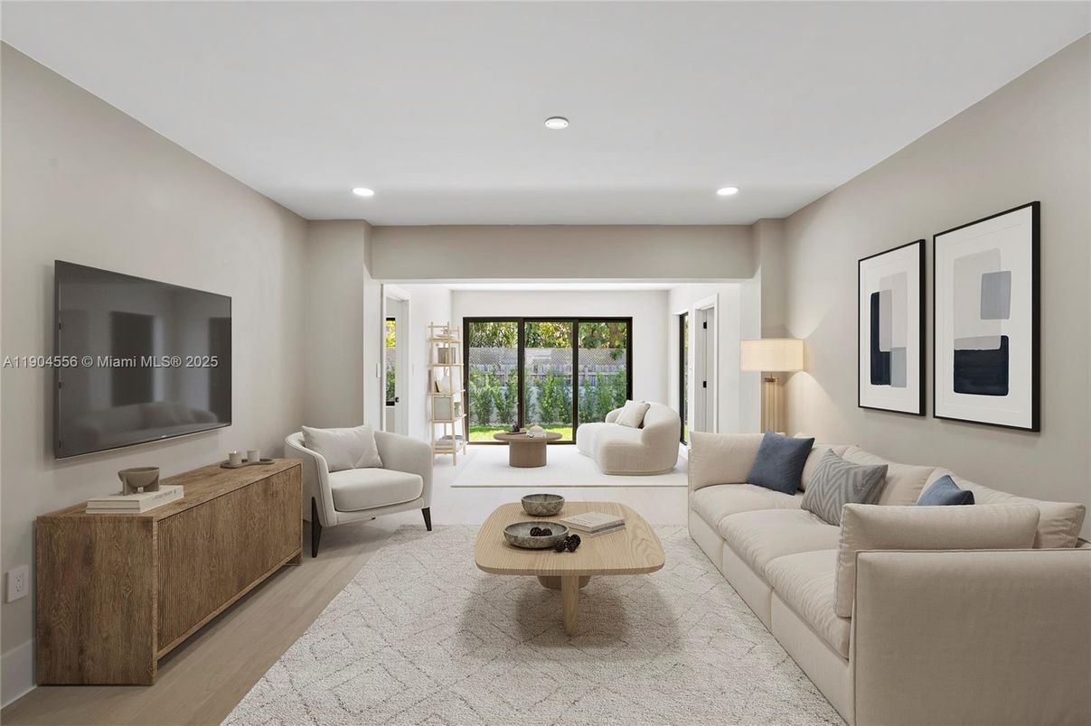 Interior, Living room, Recessed Lighting, Wood Texture Flooring