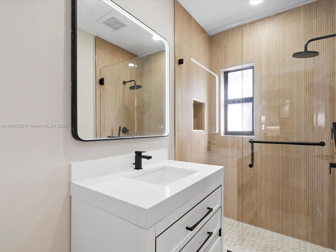 Bathroom, Glass Shower, Interior, Recessed Lighting