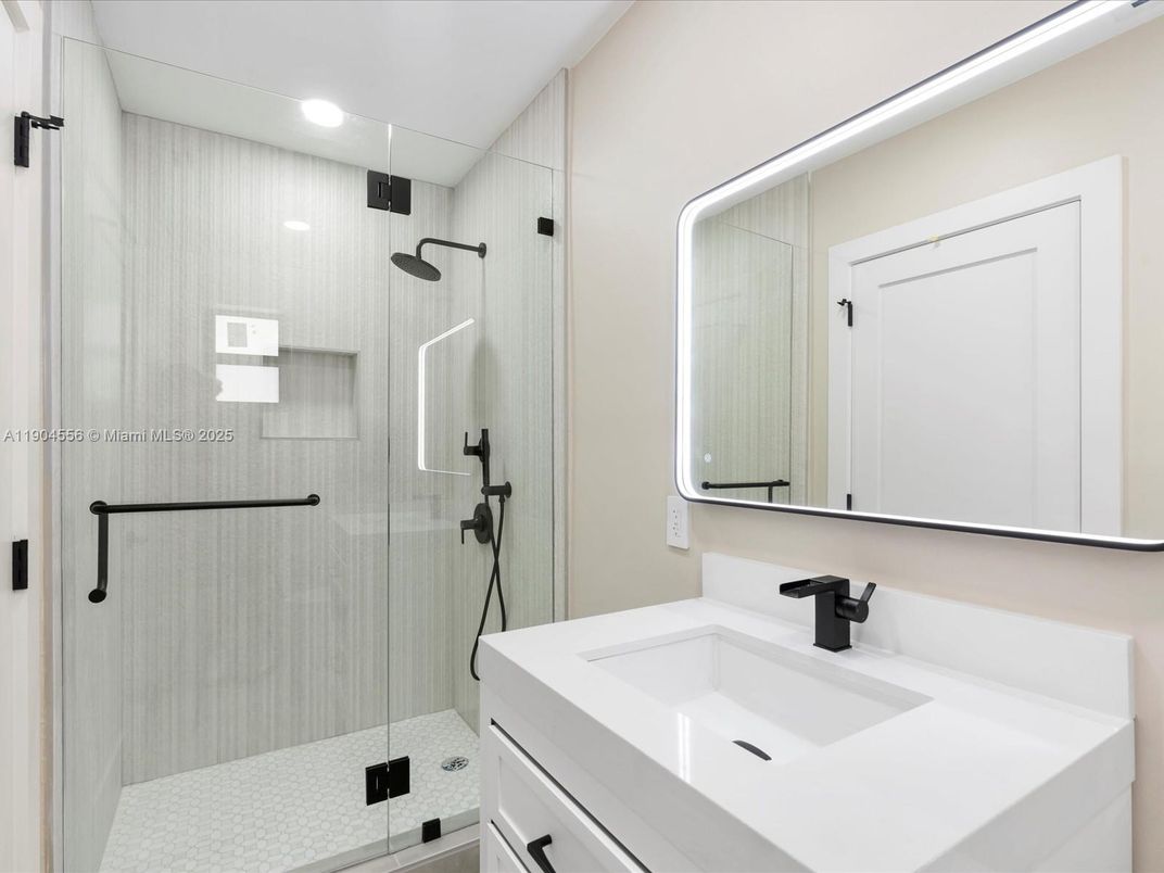 Bathroom, Glass Shower, Interior, Recessed Lighting