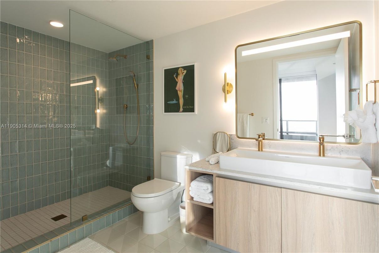 Bathroom, Glass Shower, Interior, Recessed Lighting