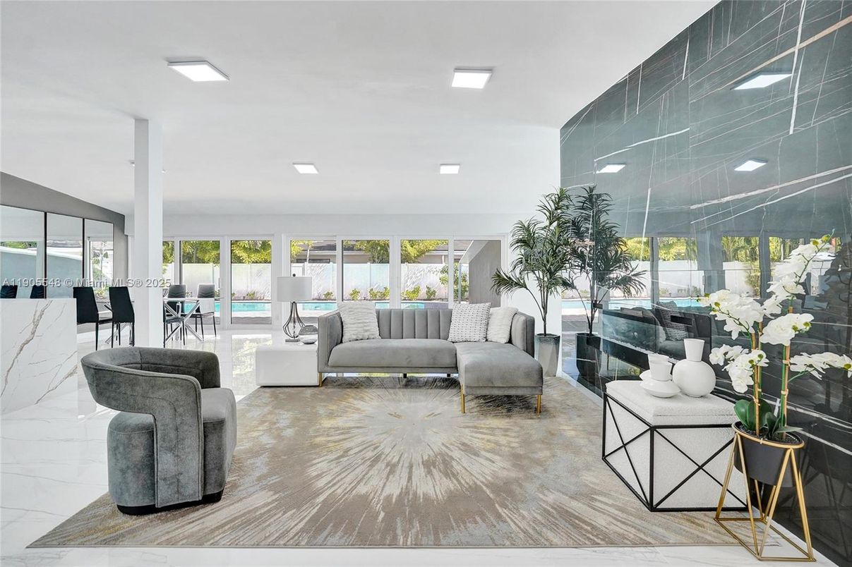 Interior, Living room, Marble, Recessed Lighting, Water