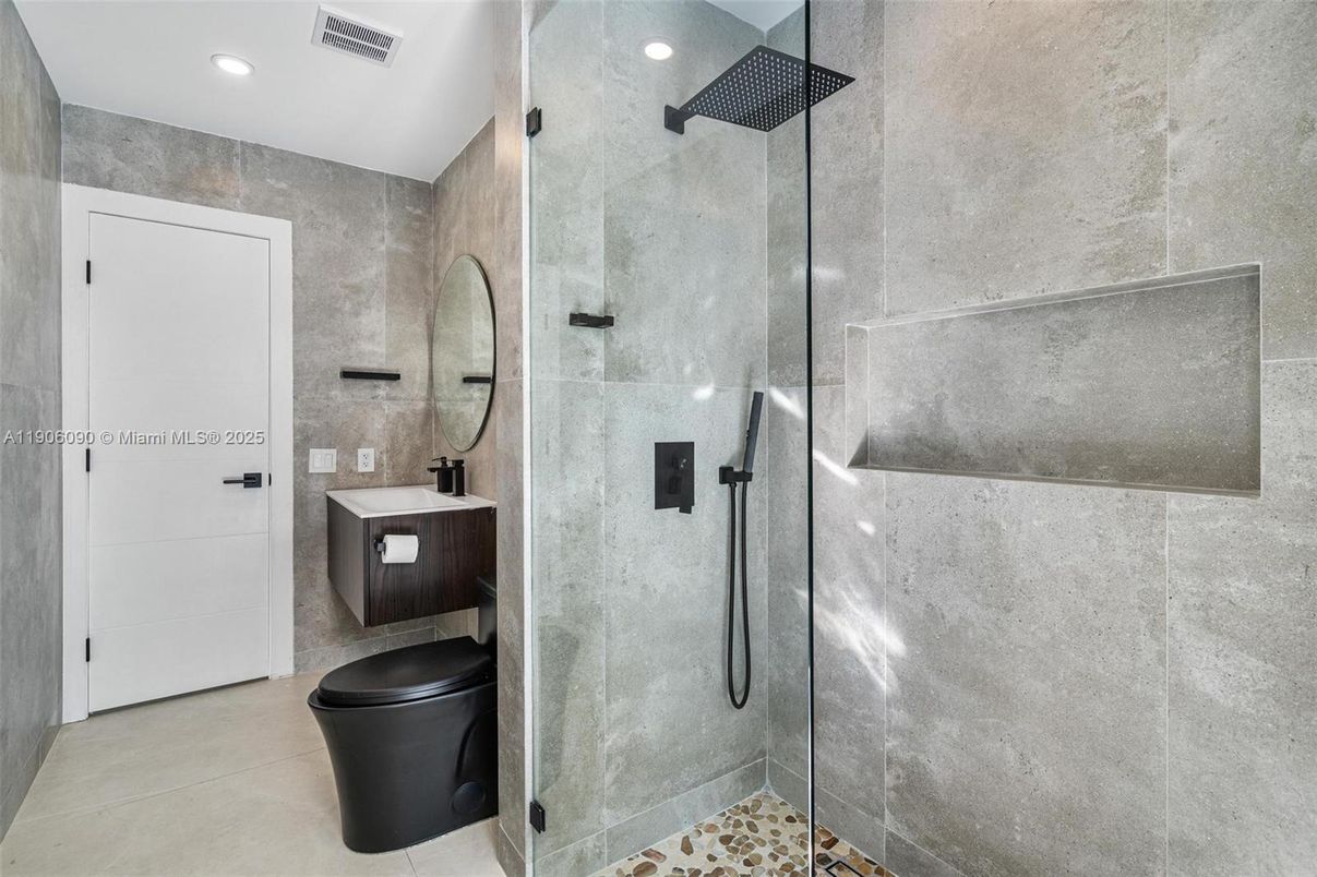 Bathroom, Glass Shower, Interior, Recessed Lighting
