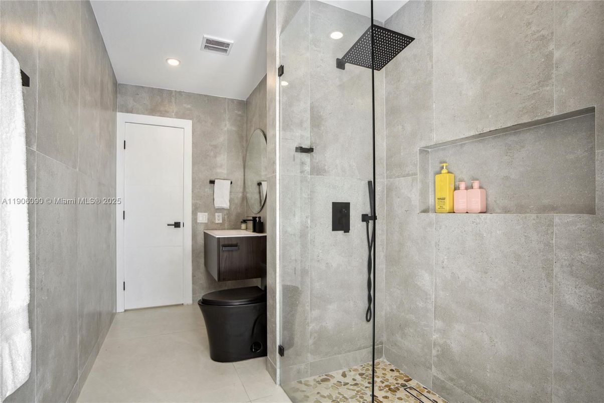 Bathroom, Glass Shower, Interior, Recessed Lighting